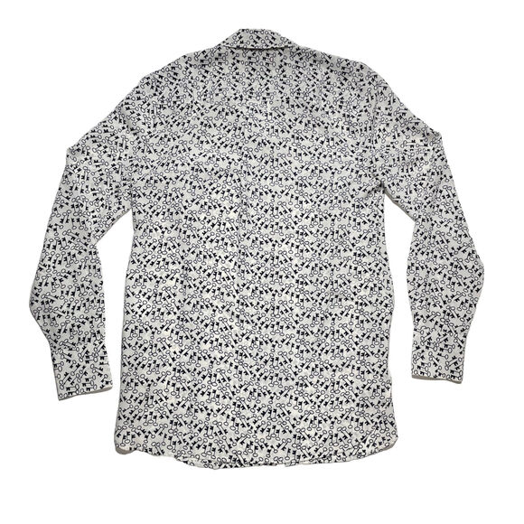 J.CREW 100% Silk Blouse In Key Print White Size 0 Sz Small Club Collar Classic - Picture 3 of 11